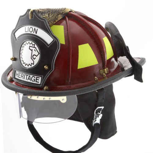 American Heritage Leather Helmet with Flip Down Eye Shields - Dinges Fire Company