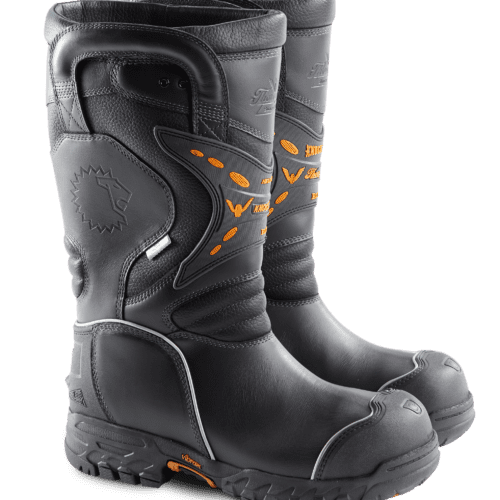 LION KnockDown Elite - Leather Structural Firefighting Boots in Black Front View - Dinges Fire Company