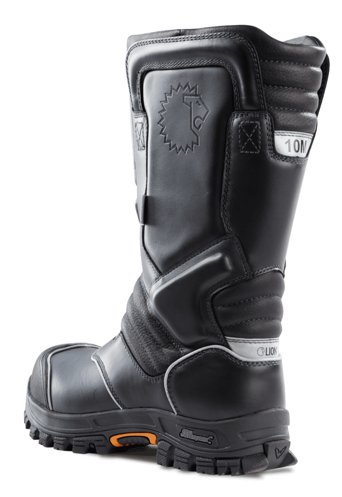 LION Thorogood QR14 Leather Bunker Boots in Black (Back View) - Dinges Fire Company