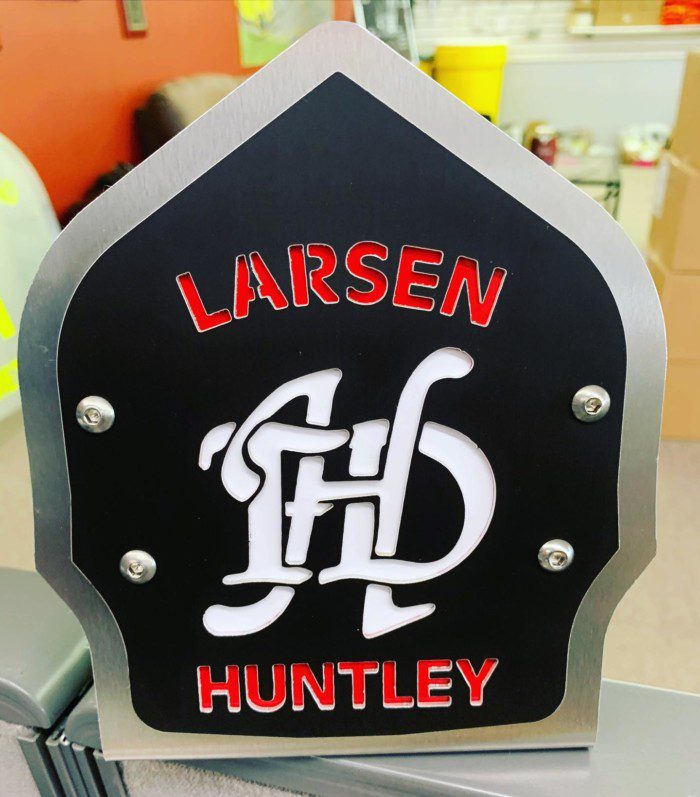 LHM Shield with Desk Stand | Dinges Fire Company