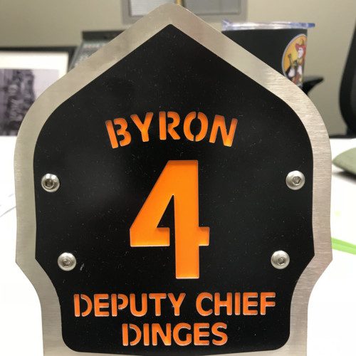 Leatherhead Metals - 6″ Shield w/ Desk Stand - Dinges Fire Company