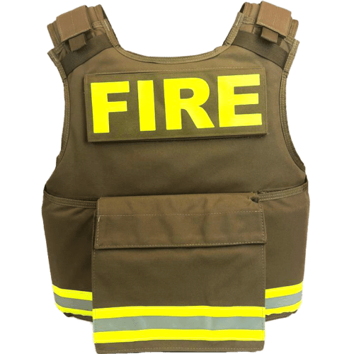 Covert Armor Tan Vest With Lime Yellow Triple Trim - Dinges Fire Company